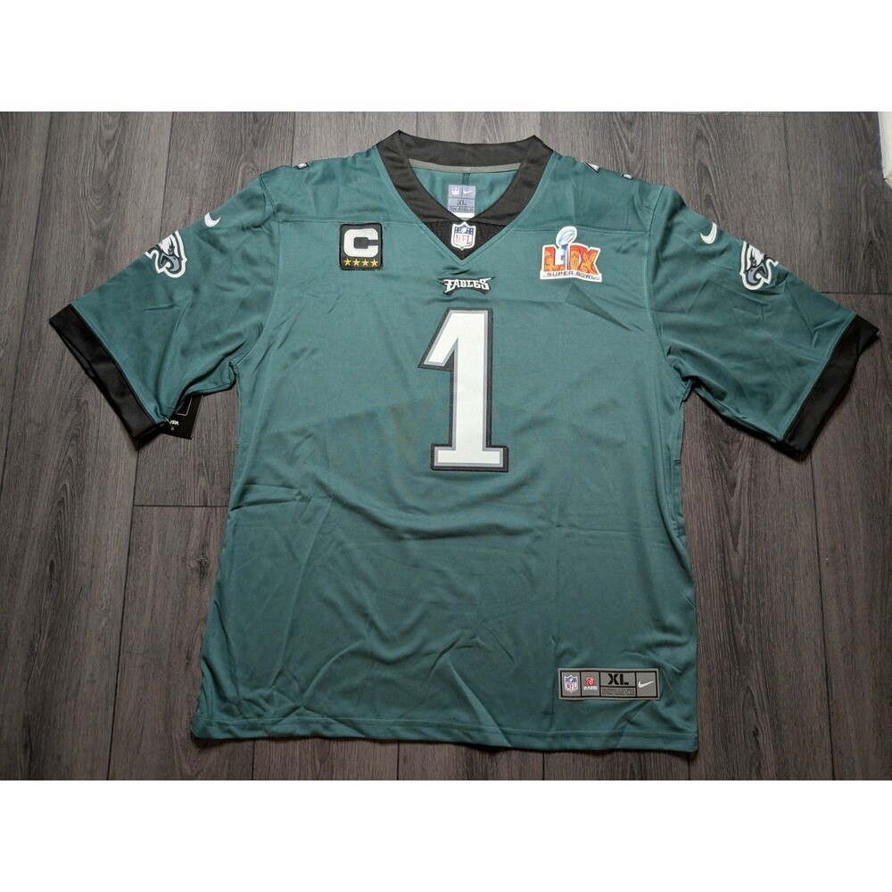 🚨 Jalen Hurts #1 Philadelphia Eagles 2025 Bowl Patch Stitched 🏈 Jersey XL